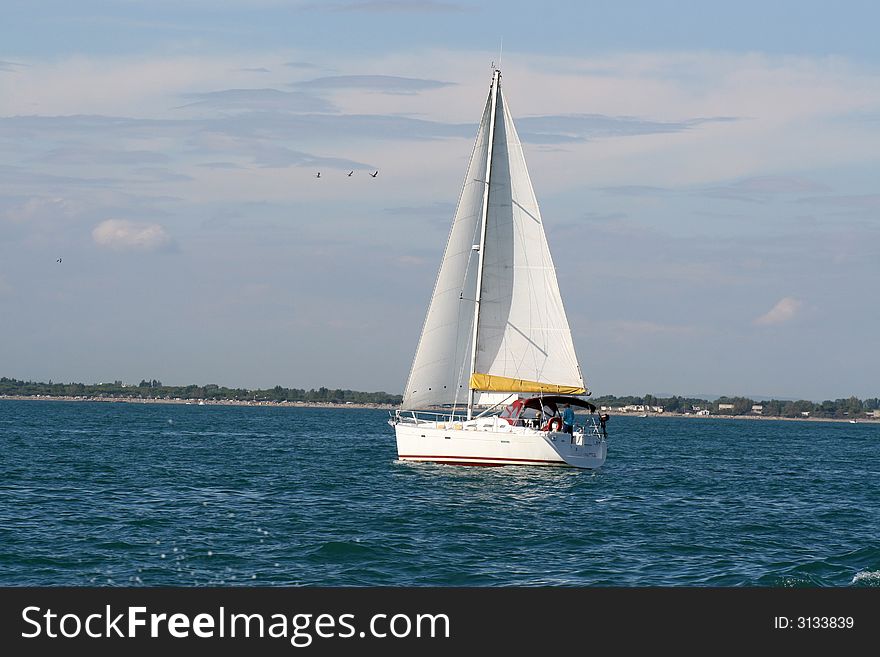 Sailboat near the harbour, Port Camargue, France