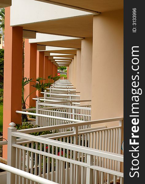 Suite of tropical hotel balcony. Suite of tropical hotel balcony