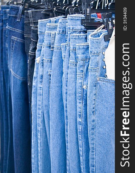 Jeans for sale on a market