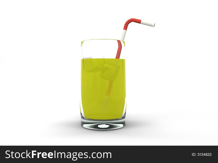 Glass of summer cocktail isolated on white background