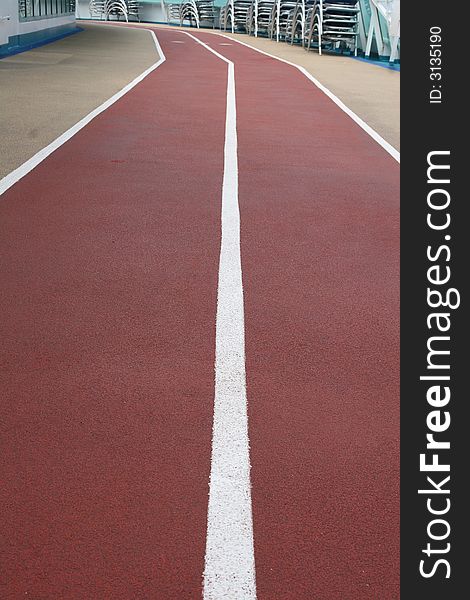 A running track on board a cruise ship. A running track on board a cruise ship