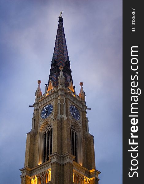 The Catholic gothic cathedral in the Novi Sad