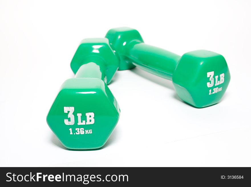 Green Dumbbells Isolated