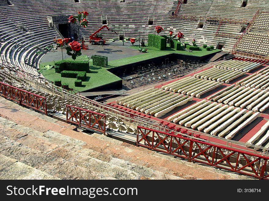 The Roman Arena of Verona, setting for spectacle - Italy. The Roman Arena of Verona, setting for spectacle - Italy.