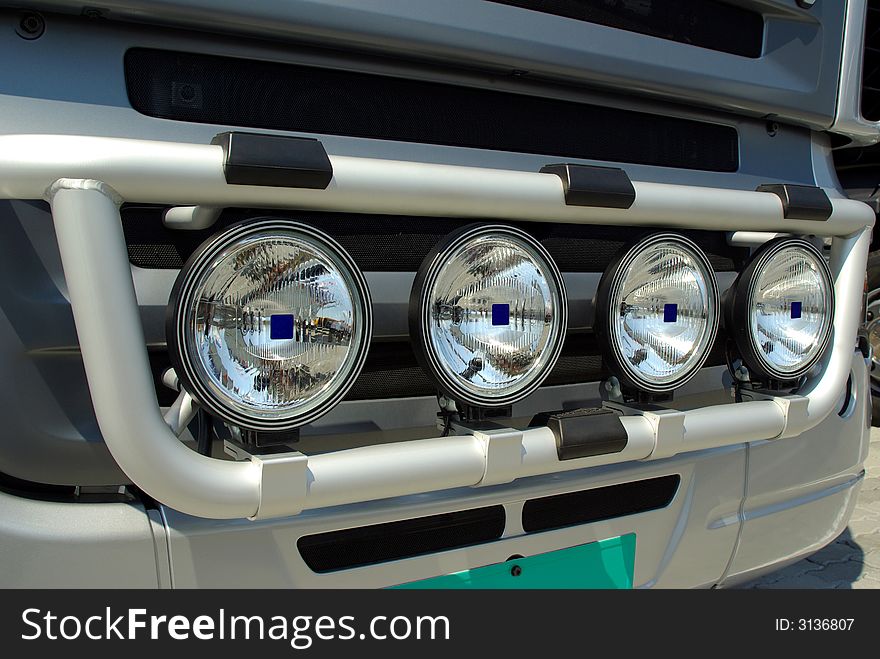 Floodlights of a new truck.