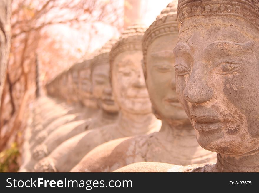 Security guards at buddhist temple in cambodia. Security guards at buddhist temple in cambodia