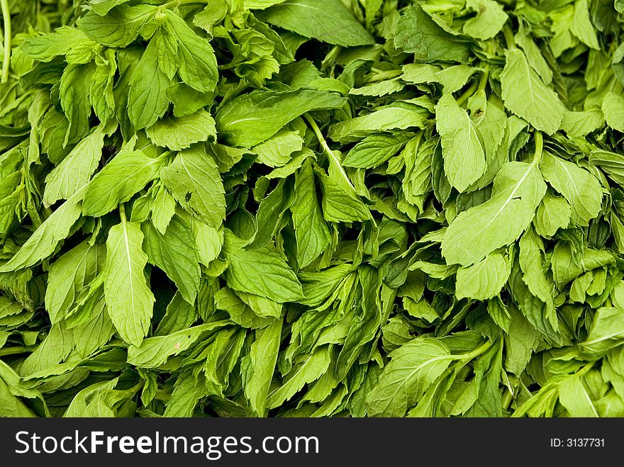 Mint Leaves in an outdoor food market