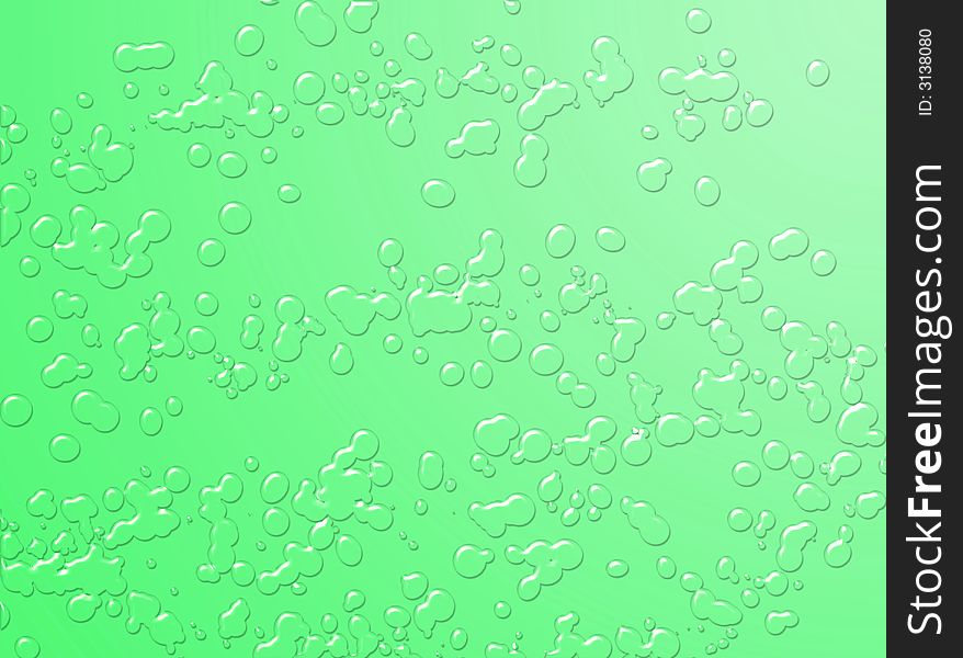 A green background made of water drops. A green background made of water drops