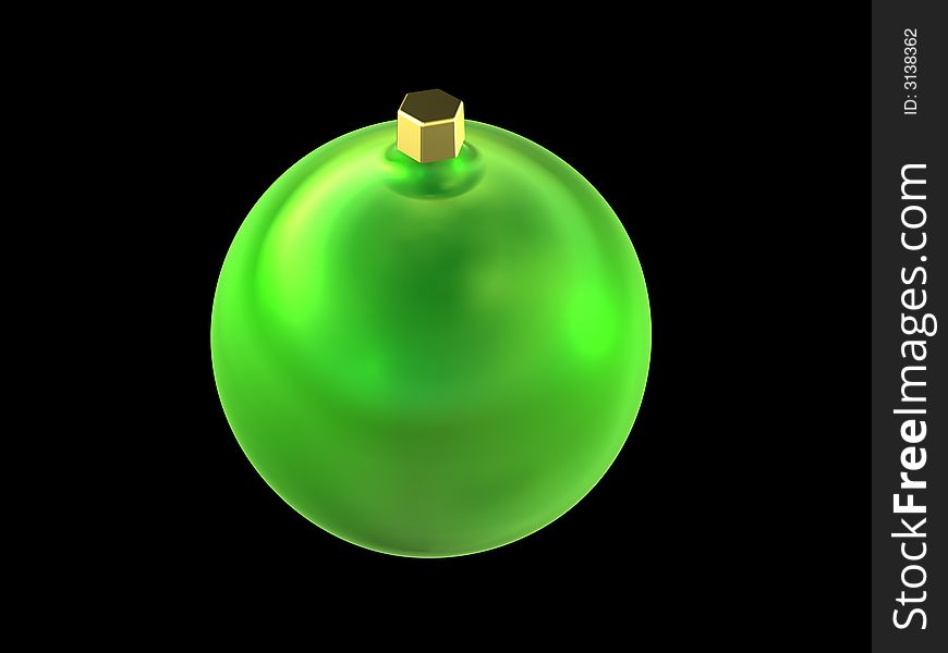 Isolated green christmas matte ball. Isolated green christmas matte ball