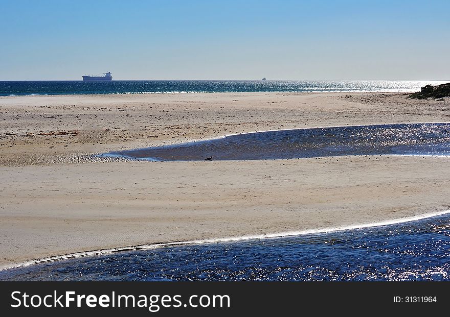 Landscape with view over Milnerton Lagoon to the Atlantic Ocean. Landscape with view over Milnerton Lagoon to the Atlantic Ocean