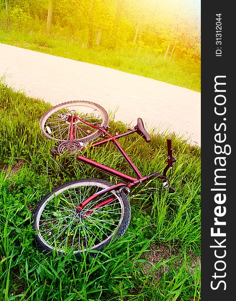 Mountain bike on countryside road