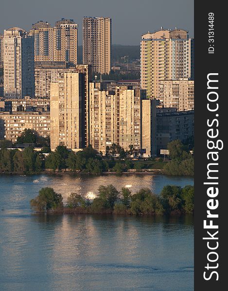 River flowing near the houses in Kiev. River flowing near the houses in Kiev