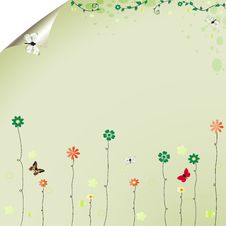 Floral Summer Background With Butterflies Stock Photo