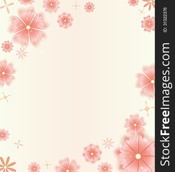 Beautiful Floral Background In Bright Red Colors