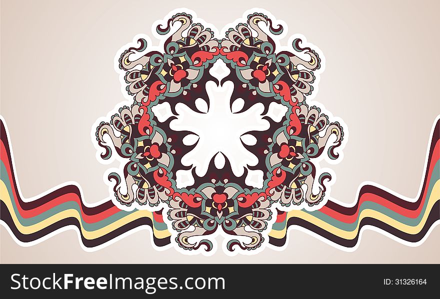 Vintage decorative mandala star wave