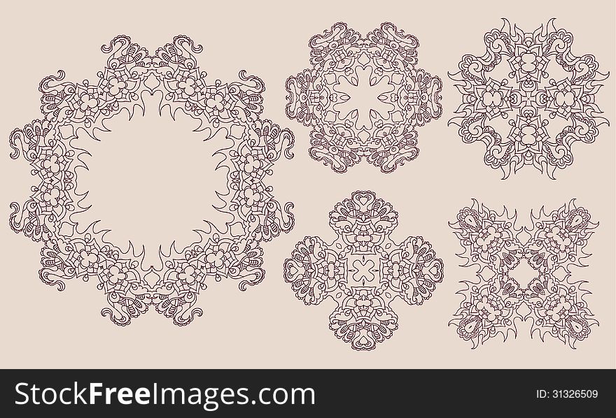 Collection of abstract frame mandala elements. Collection of abstract frame mandala elements