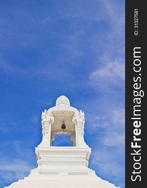 View Golden bell Thai style bell in temple. This is an image of the small Bell in thailand with the Independence on blue sky. View Golden bell Thai style bell in temple. This is an image of the small Bell in thailand with the Independence on blue sky.