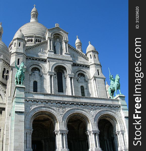 Detail of Sacre Ceure cathedral in Paris, France