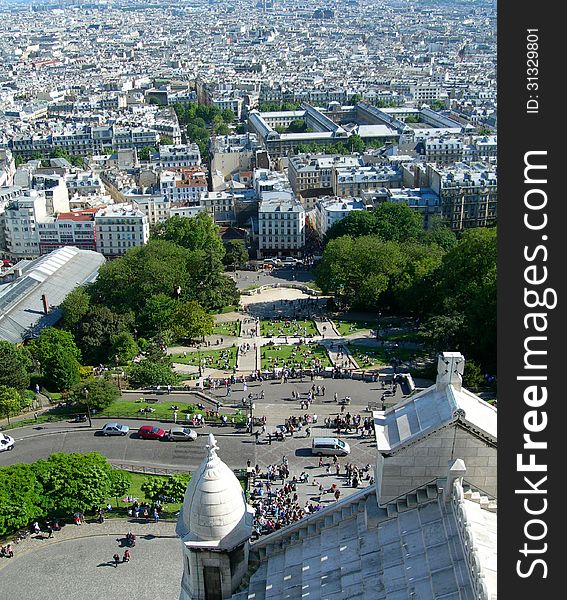 Aerial view of Paris from the Sacre Ceure cathedral. Aerial view of Paris from the Sacre Ceure cathedral