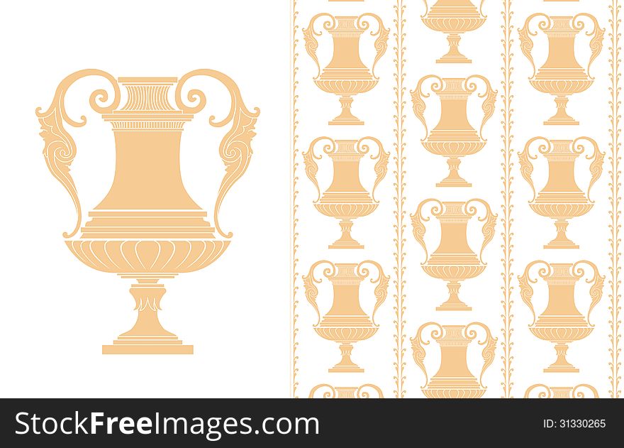Yellow cups on white background - seamless. Yellow cups on white background - seamless