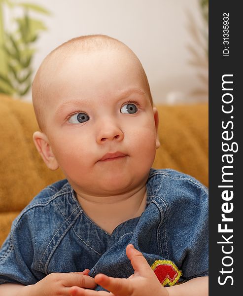 Portrait Of The Serious Baby Boy.