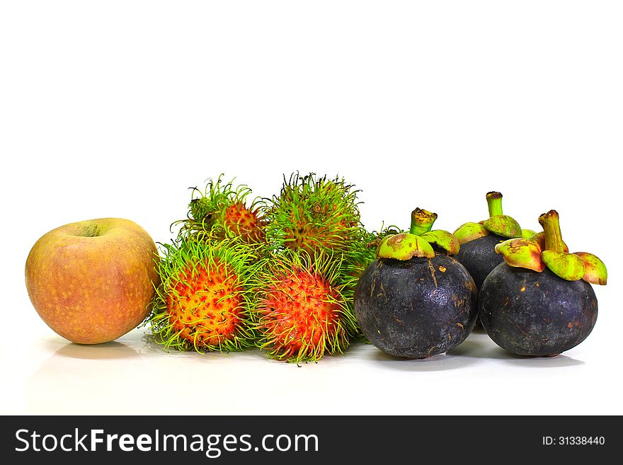 Fresh fruit on white background