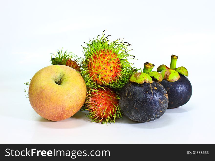 Fresh fruit on white background