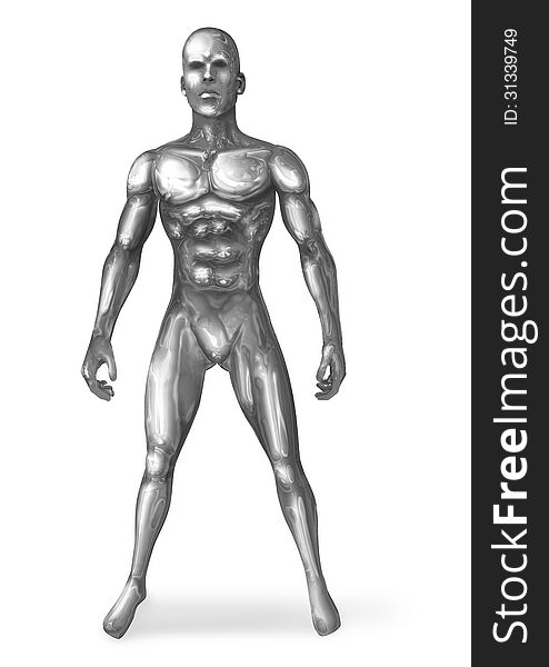 Illustration of a chrome man in standing pose. Illustration of a chrome man in standing pose