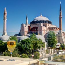 View Of The Hagia Sophia From The Restaurant, Istanbul Stock Photo