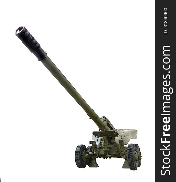 Soviet 152-mm artillery cannon Hyacinth-B, white background