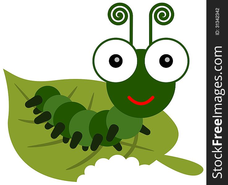 An illustration of a caterpillar eating a leaf. An illustration of a caterpillar eating a leaf