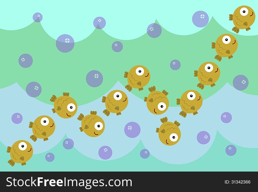 An illustration of a group of fish forming a line graph. An illustration of a group of fish forming a line graph