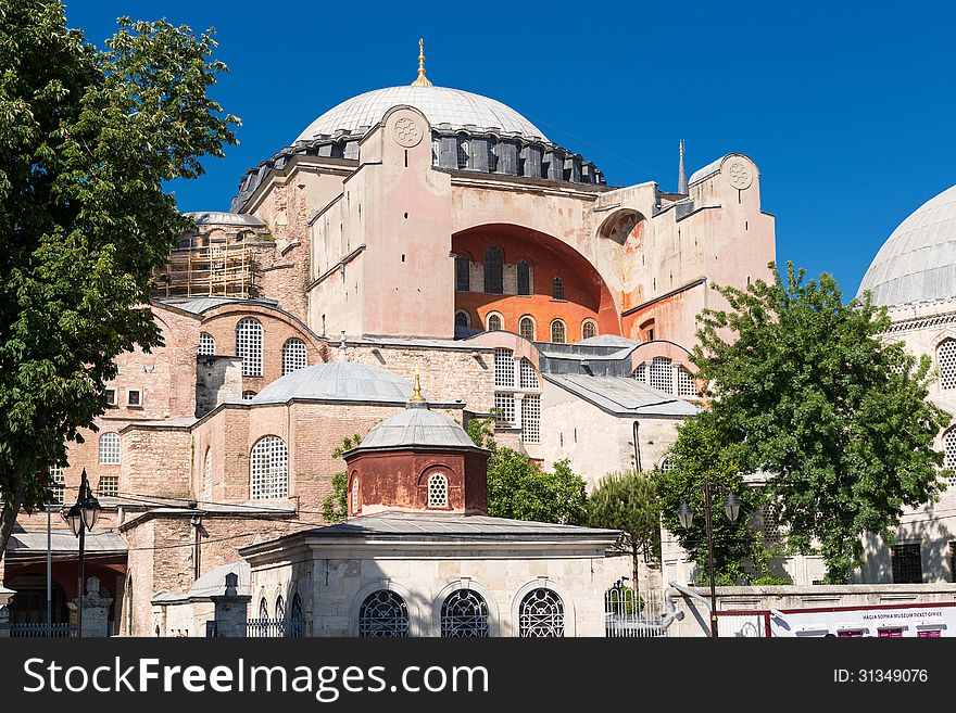 Hagia Sophia in Istanbul, Turkey. Hagia Sophia is the greatest monument of Byzantine Culture. Hagia Sophia in Istanbul, Turkey. Hagia Sophia is the greatest monument of Byzantine Culture.