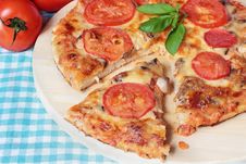Vegetarian Pizza With Cheese, Tomatoes And Mushrooms Royalty Free Stock Image Vegetarian Pizza With Cheese, Tomatoes And Mushrooms Royalty Free Stock Image
