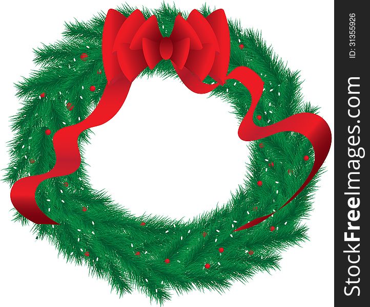 XL computer illustration of a Christmas wreath