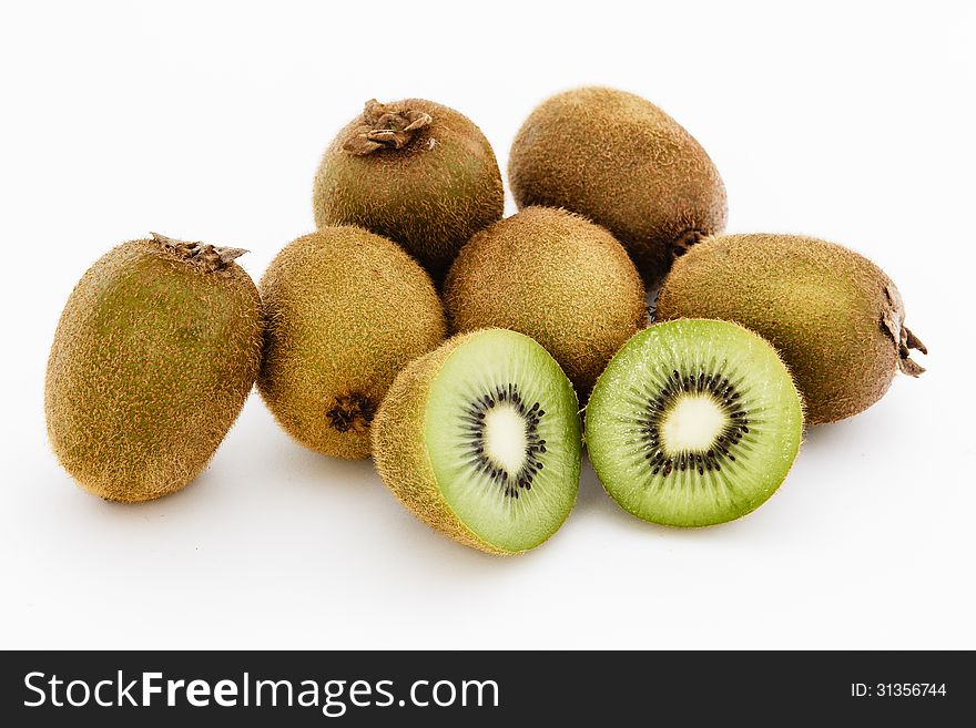 Ripe kiwi fruit background isolated