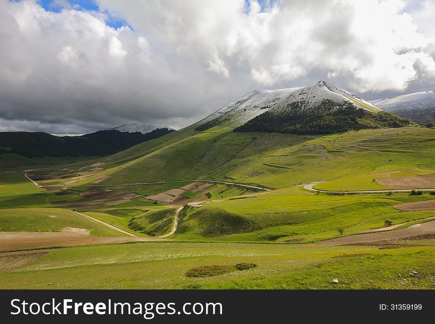 High mountain with snow