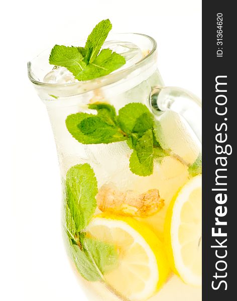 Fresh lemonade from lemon ginger and mint. See my other works in portfolio.