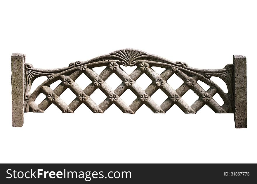 Segment of the concrete fence isolated on a white background