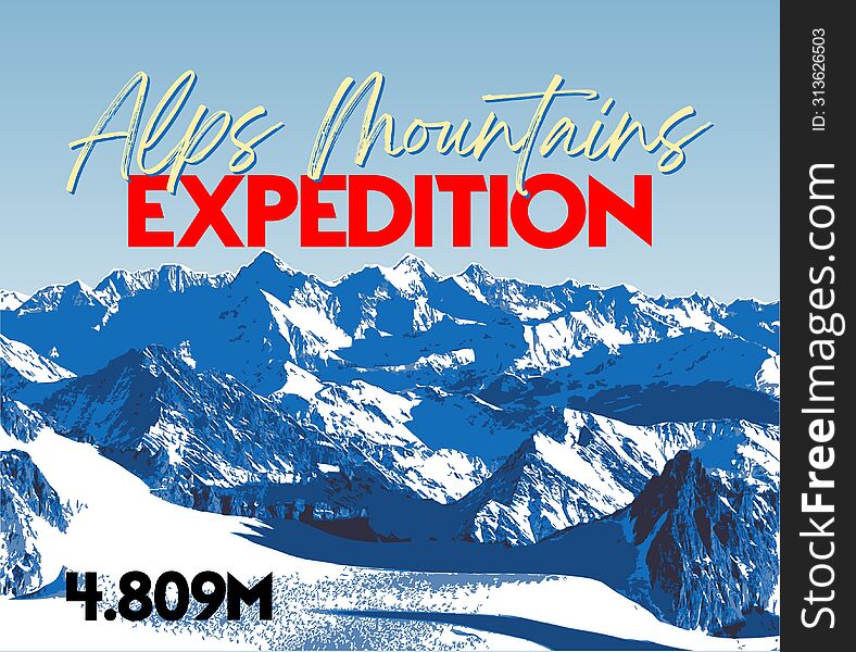 poster of alps mountains expedition for adventurer