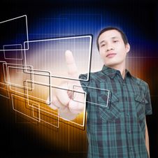 Man With Touchscreen Royalty Free Stock Photo