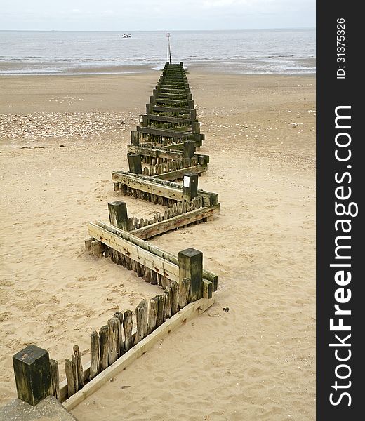 Breakwater at the beach in South England