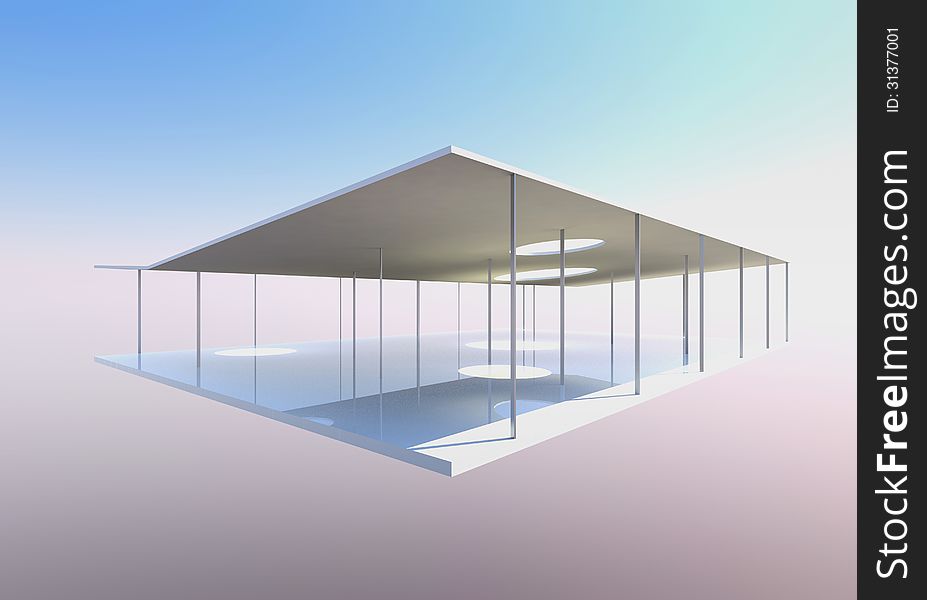 Conceptual modern building, 3D rendered