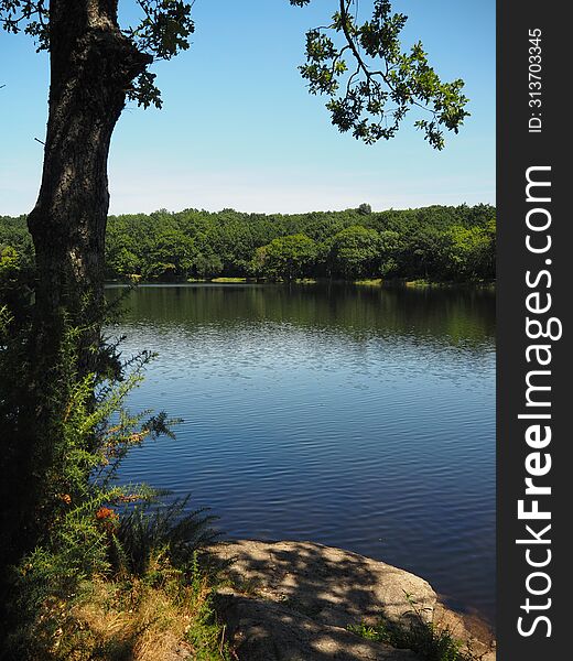 Lake Against The Blue Sky.