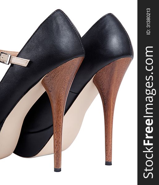 Women's heels closeup, isolated background. Women's heels closeup, isolated background