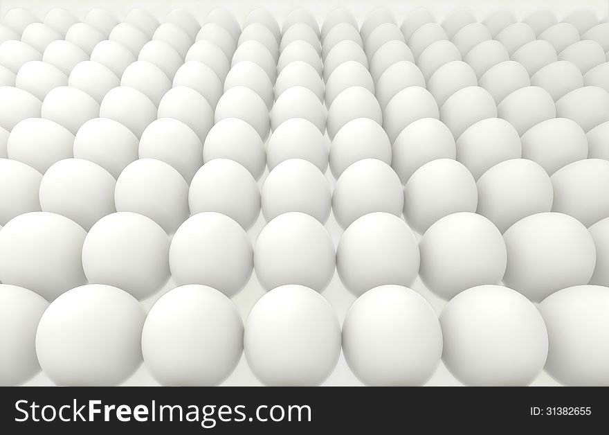 Many eggs lined up in rows, high resolution 3d render. Many eggs lined up in rows, high resolution 3d render