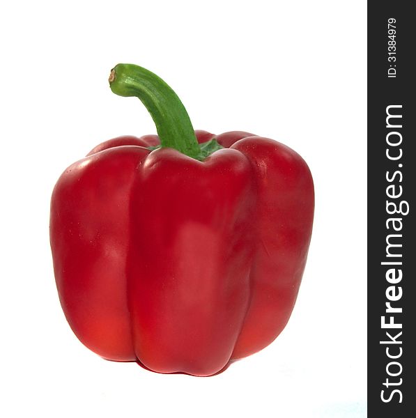 Red sweet pepper isolated on white background