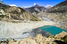 Himalayas Mountain Range And Lake, Gangapurna, Nepal Royalty Free Stock Image