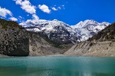 Himalayas Mountain Peaks And Lake - Gangapurna Lake Royalty Free Stock Photography Himalayas Mountain Peaks And Lake - Gangapurna Lake Royalty Free Stock Photography