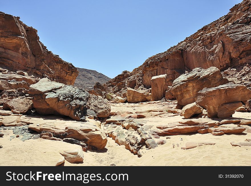 Egypt, the mountains of the Sinai desert, Colored Canyon